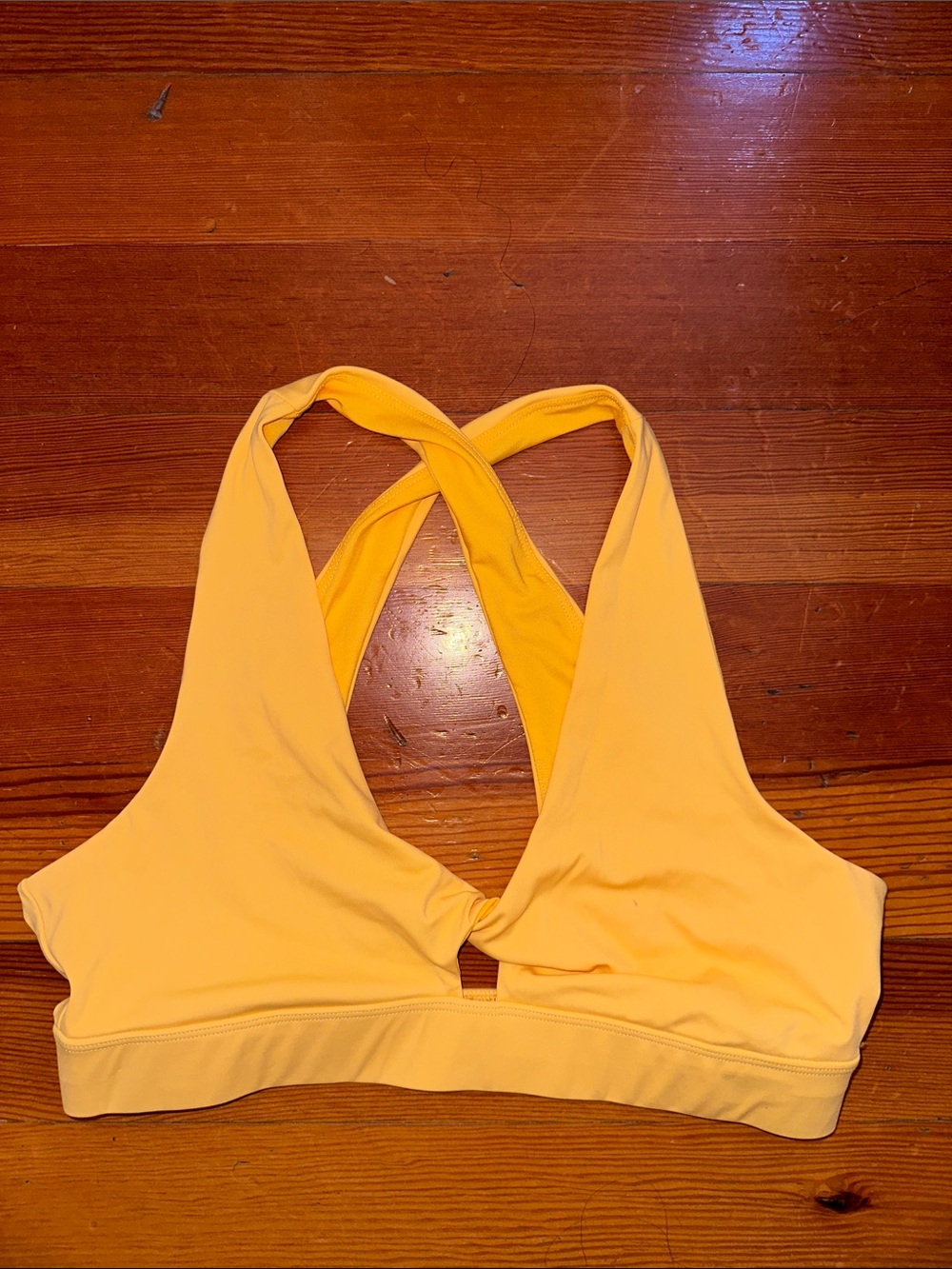 Yellow Orange Twist Knot Front Keyhole Cut Out Racerback Bralette or Swim Top